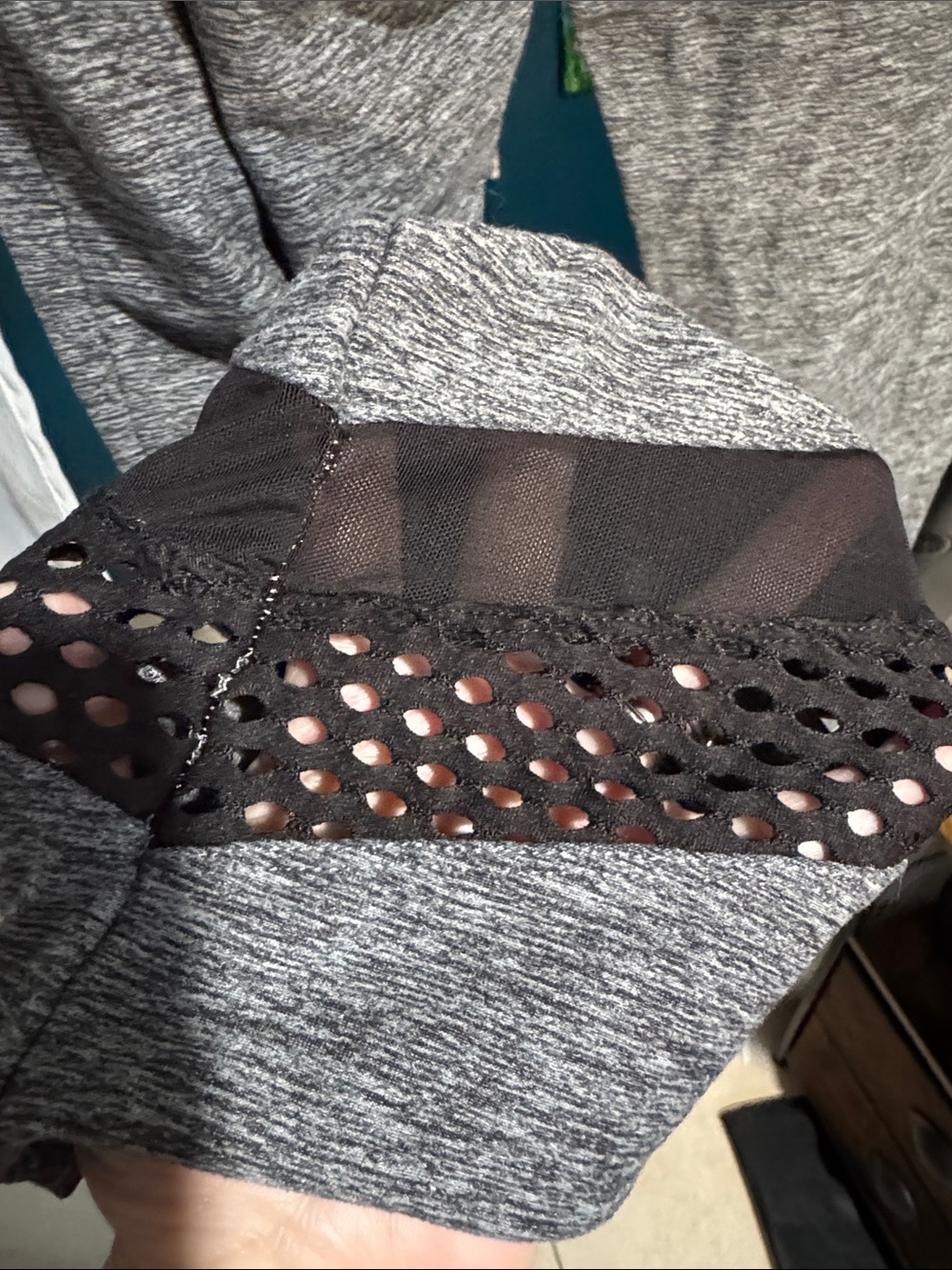 Gray Active Leggings with Black Trim - Picture 3 of 4
